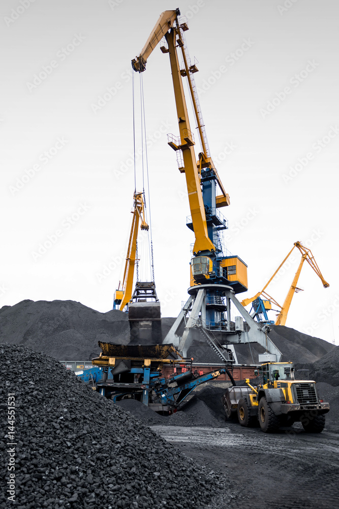 Work in port coal handling terminal. Work in port coal handling terminal.