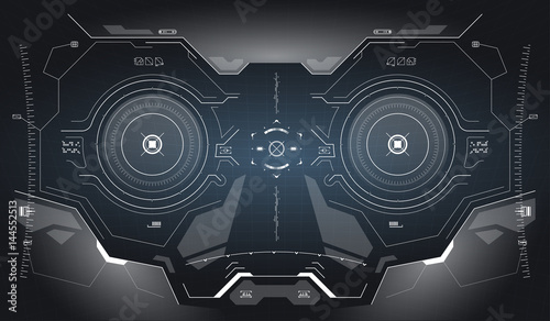 Futuristic concept ui for helmet. Head-up display template. View from the helmet with HUD elements