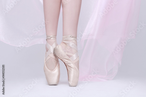 Dancer In Pink Pointe Shoes Using Proper Technique