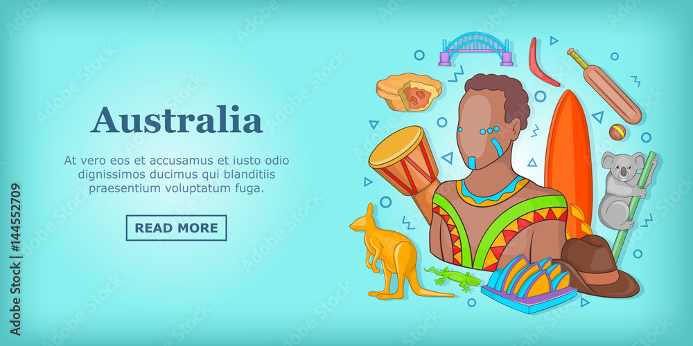 Australia travel banner concept, cartoon style