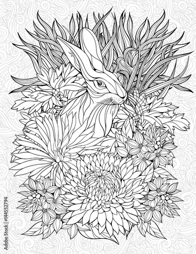 coloring page with a rabbit