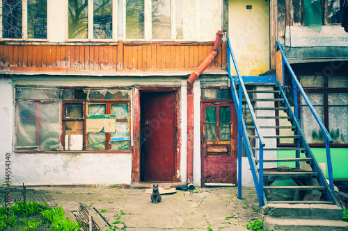 Old house in old city, Poverty in the cities of eastern Europe photo