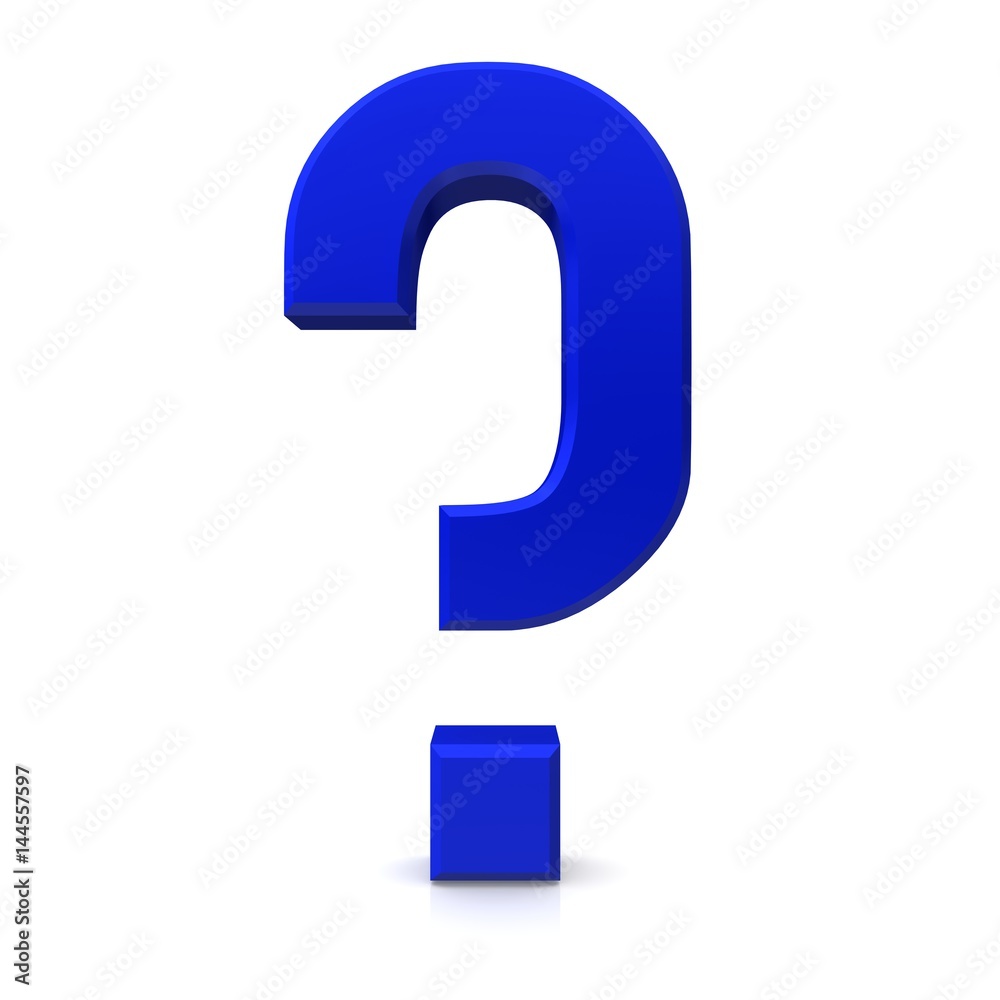 question mark blue 3d isolated on white background rendered business symbol icon for presentation print and web in high resolution glossy