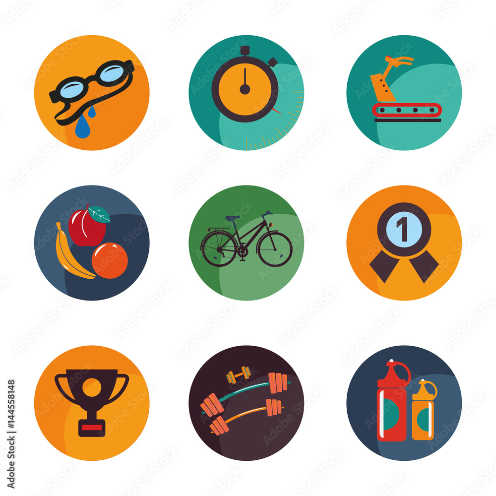 Set icons of the sport and health.