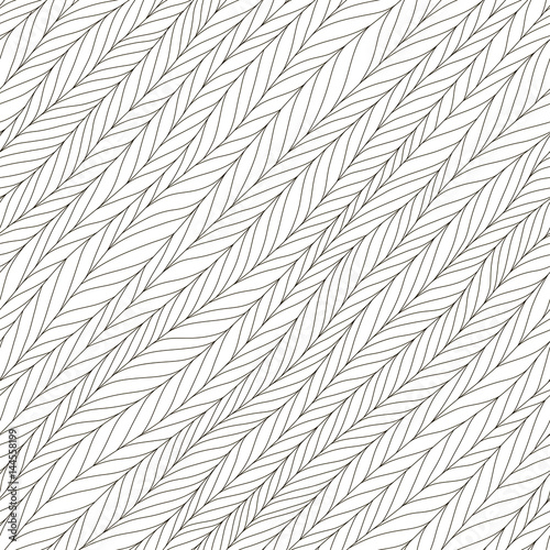 Abstract herringbone background. Seamless pattern. Diagonal texture. Wallpaper in black and white colors. Vector illustration can be used for fashion textile, wrapping paper, fabric prints.