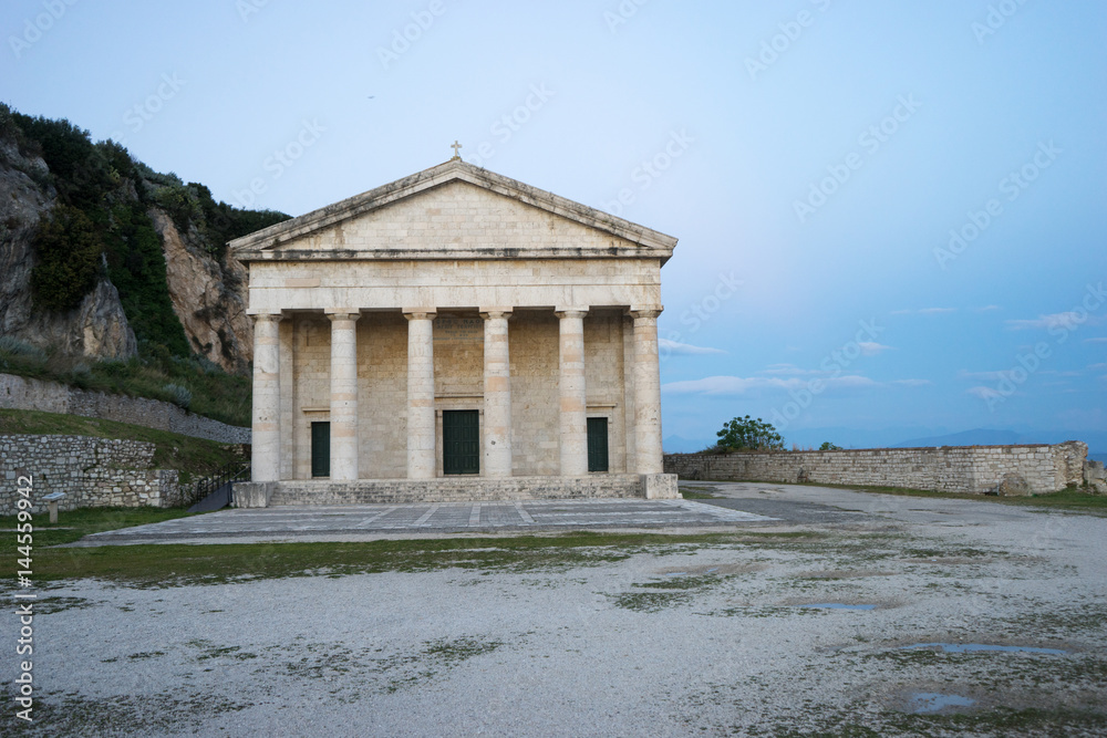 Fototapeta premium Photo of famous church of Saint George in old Venetian fortress of Corfu island, Ionian, Greece