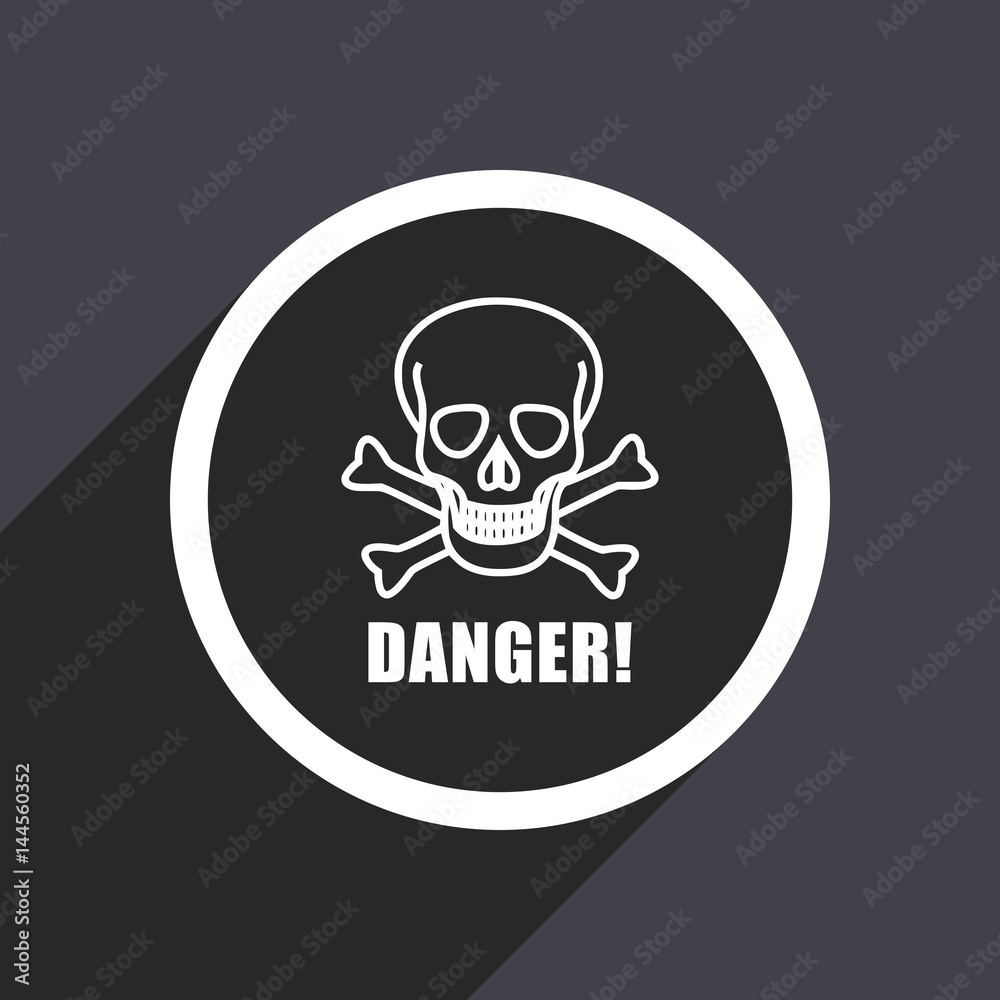 Danger skull flat design vector icon. Danger skull flat design vector icon.