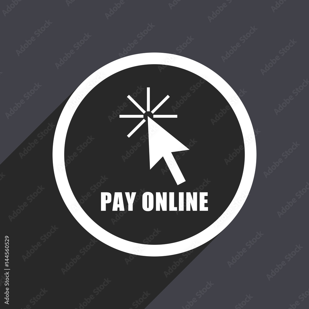 Pay online flat design vector icon. Pay online flat design vector icon.