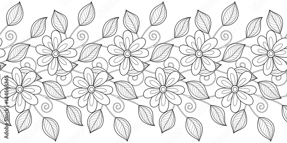 Vector Seamless Monochrome Floral Pattern Vector Seamless Monochrome Floral Pattern