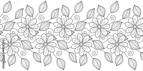 Vector Seamless Monochrome Floral Pattern