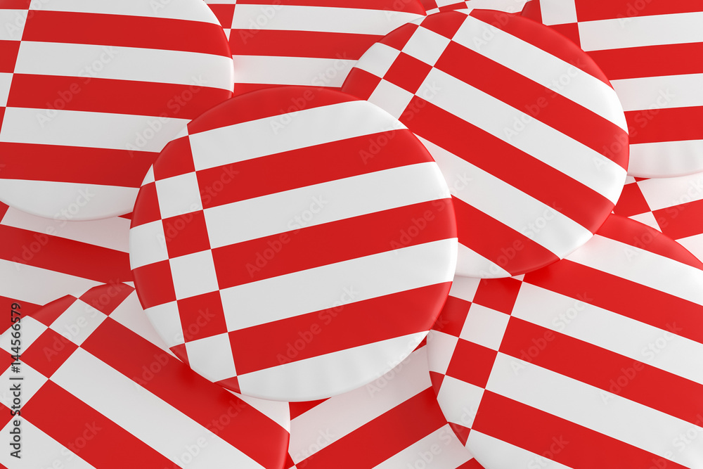 German States Badges: Pile of Bremen Flag Buttons, 3d illustration German States Badges: Pile of Bremen Flag Buttons, 3d illustration