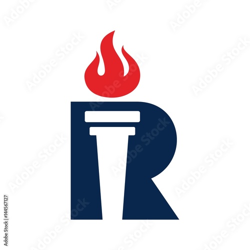 torch logo vector. letter R logo.