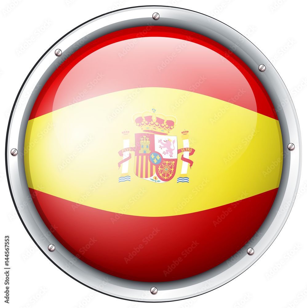 Obraz premium Spain flag on round button