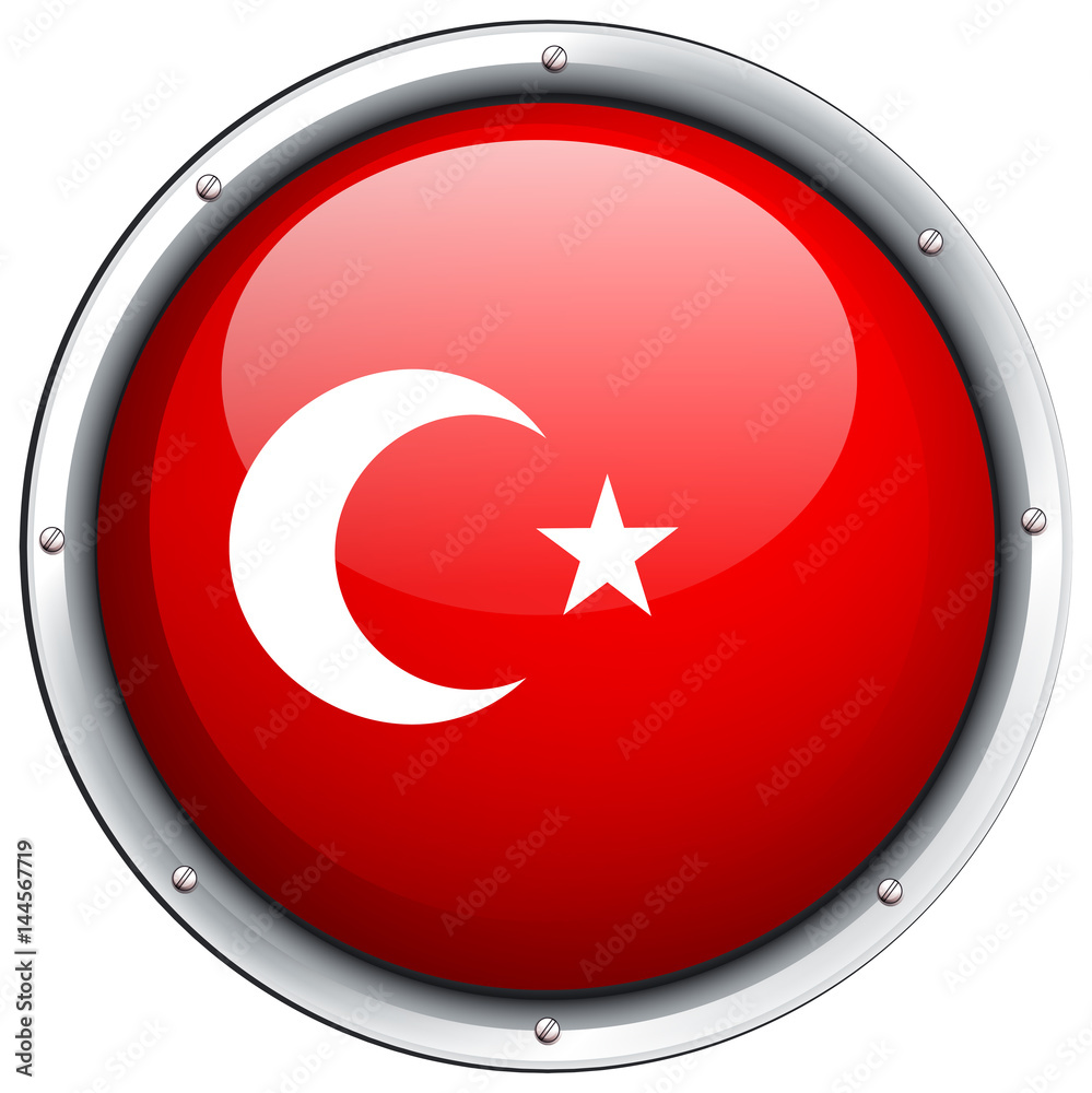 Turkey flag on round frame Turkey flag on round frame