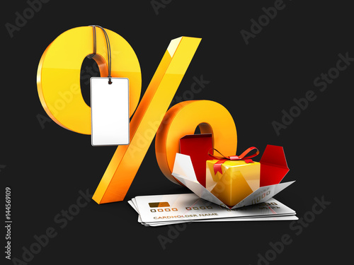 Special Discount template for sale banner, poster, flyer, shop, online store. 3d Illustration isolated black photo