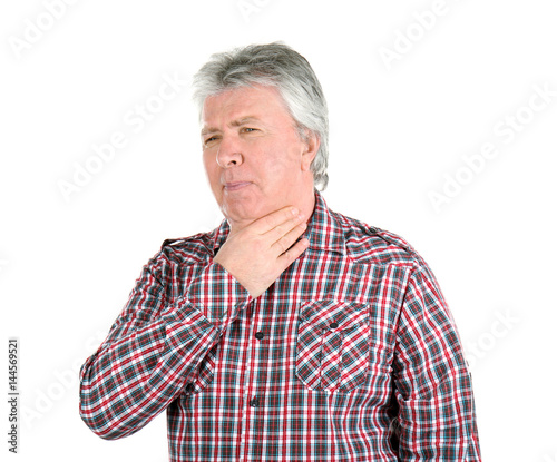 Sick senior man having pain...