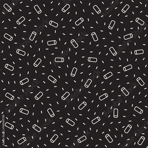 Seamless primitive jumble minimalism patterns. Randomly scattered geometric shapes. Abstract retro backgroun