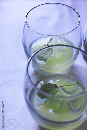 Closeup of Garnished Cocktail Drinks