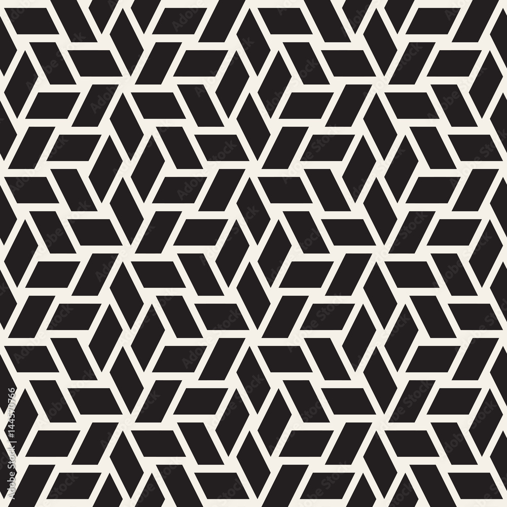 Cubic Grid Tiling Endless Stylish Texture. Abstract Geometric Background Design. Vector Seamless Black and White Pattern. Cubic Grid Tiling Endless Stylish Texture. Abstract Geometric Background Design. Vector Seamless Black and White Pattern.