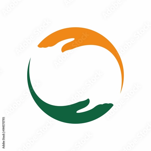 two hand logo vector. help and care symbol.