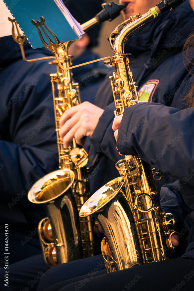 Fototapeta premium Saxophones of a municipal band.