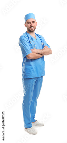 Handsome young doctor on wh...