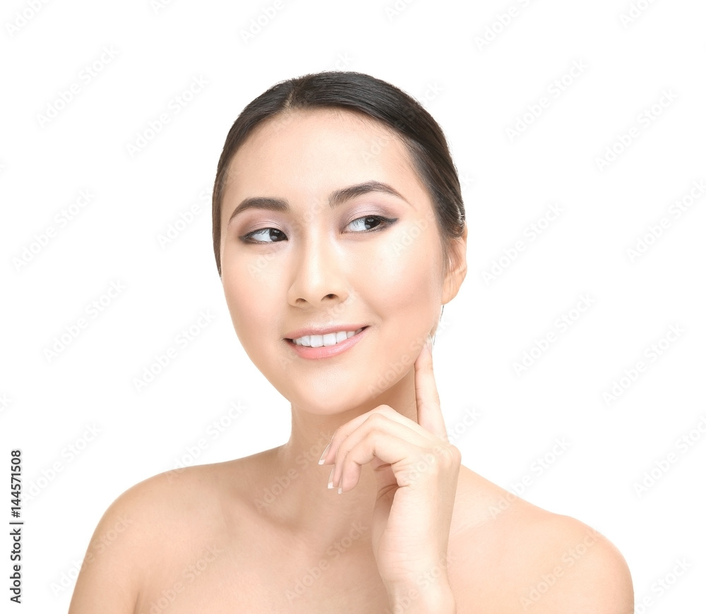 Portrait of beautiful Asian woman on white background Portrait of beautiful Asian woman on white background