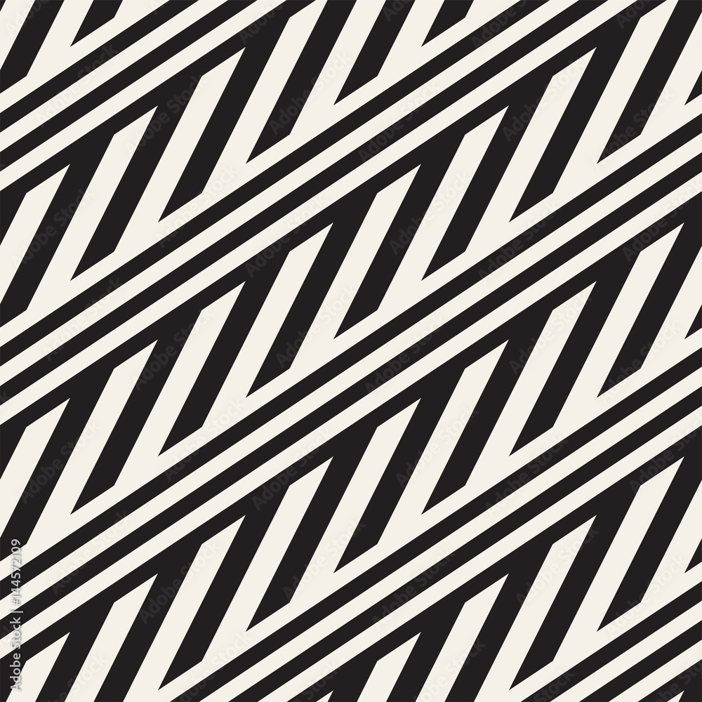Fototapeta premium Interlacing Parallel Stripes. Vector Seamless Monochrome Pattern.