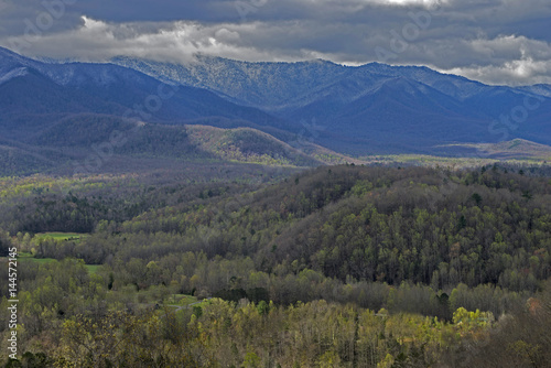 Snow capped mountains and green valleys in the Smokies. © bettys4240