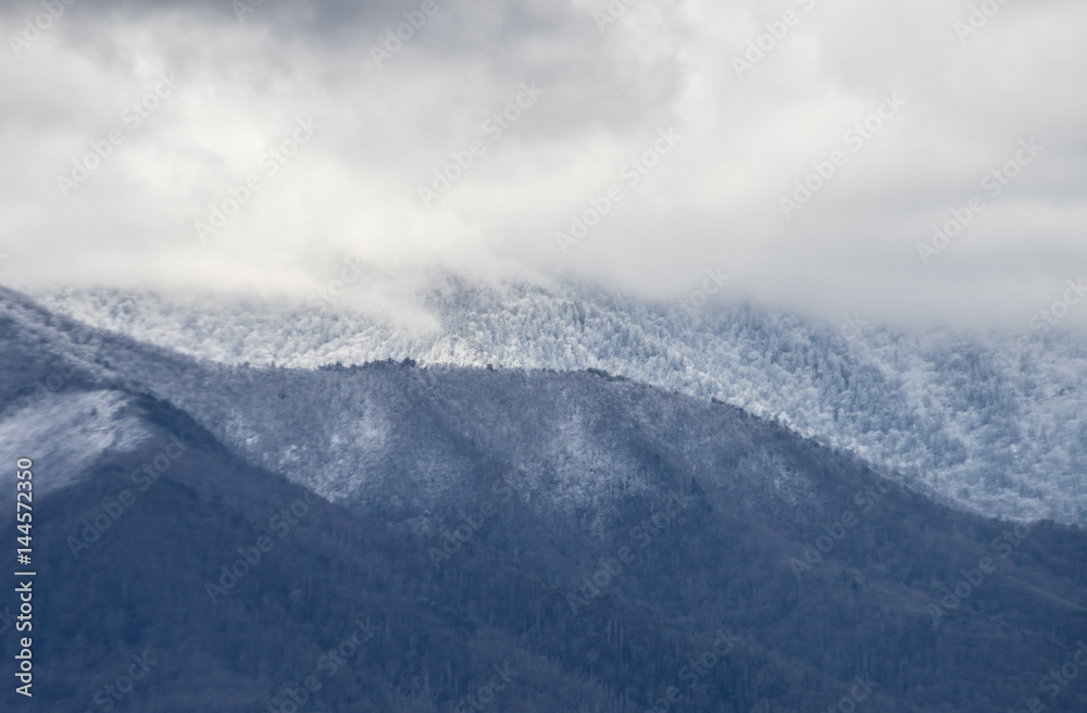 Late snow on mountain tops in the Smokies. Late snow on mountain tops in the Smokies.