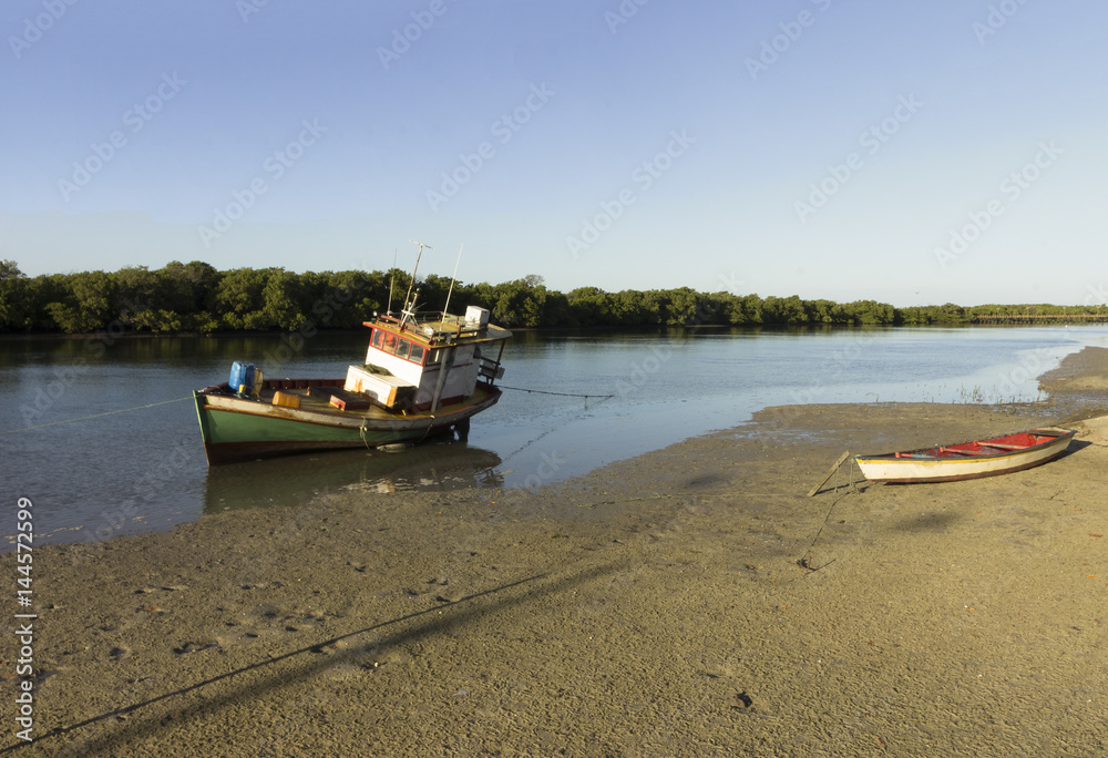 Guamaré, RN, Brazil (Fishing boats - sunset and sunshine)
