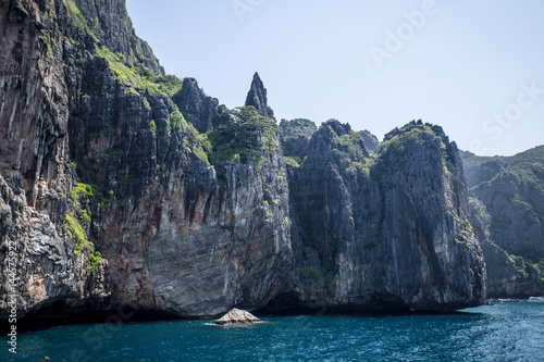 Cliff and the clear sea Phi Phi islands south of Thailand.