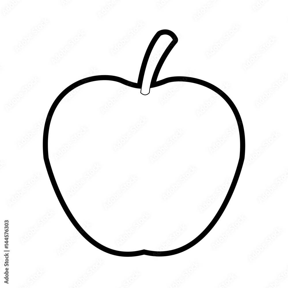 apple fruit icon image vector illustration design bold black outline