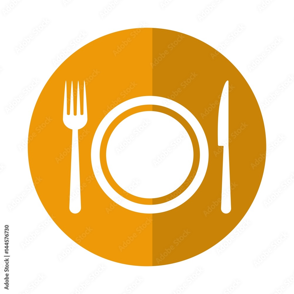 plate, fork and knife icon over white background. vector illustration plate, fork and knife icon over white background. vector illustration