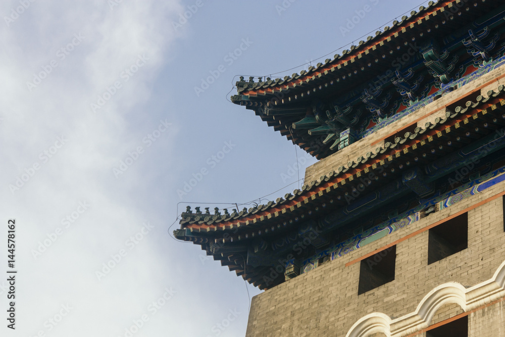 horizontal shot of Zhengyangmen Gate (Qianmen) located at the south of Tiananmen Square in Beijing, China in sunny day horizontal shot of Zhengyangmen Gate (Qianmen) located at the south of Tiananmen Square in Beijing, China in sunny day
