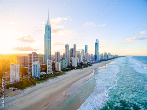 Surfers Paradise on the Gold Coast from an aerial perspective.   photo