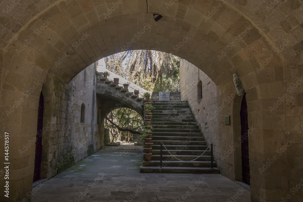 Covered Passage in the Ancient City of Rhodes, Greece