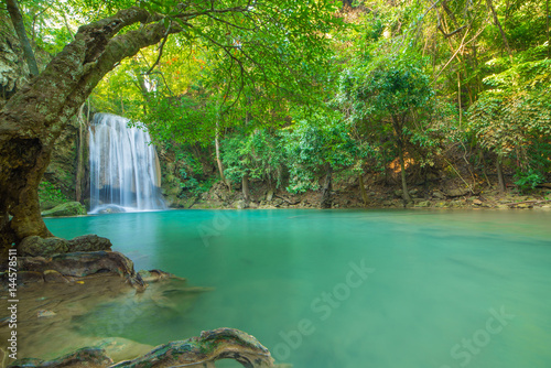 Waterfall in Deep forest at Erawan waterfall National Park,