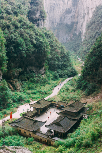 Chongqing China, Three Natural Bridges, Wulong ancient  natural bridge Scenic Area, Wulong National Park, famous valley in china photo