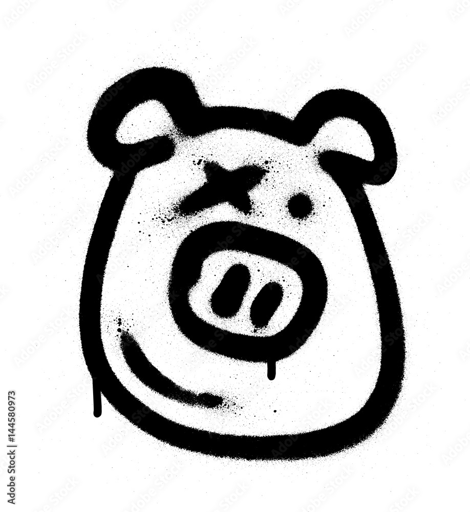 Graffiti pig emoji sprayed in black on white Graffiti pig emoji sprayed in black on white