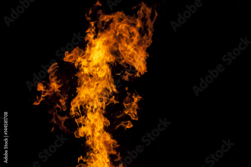 Yellow and orange fire frames isolated on a black background