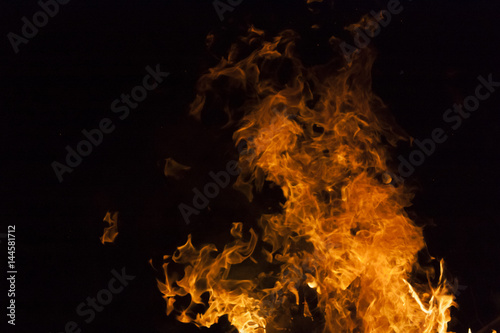 Yellow and orange fire frames isolated on a black background