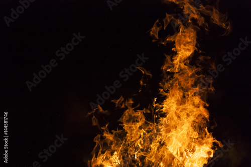 Yellow and orange fire frames  isolated on a black background