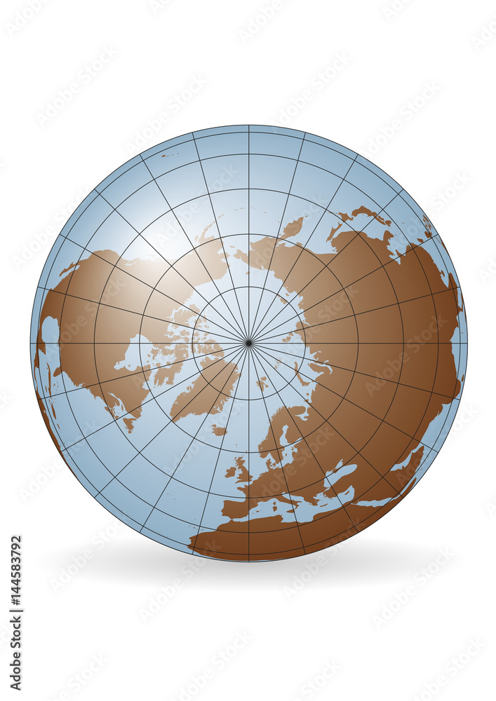 North Pole earth globe vector map Stock Vector | Adobe Stock