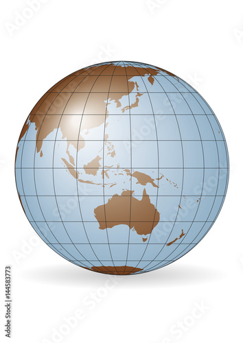 Australia and oceania earth globe vector map
