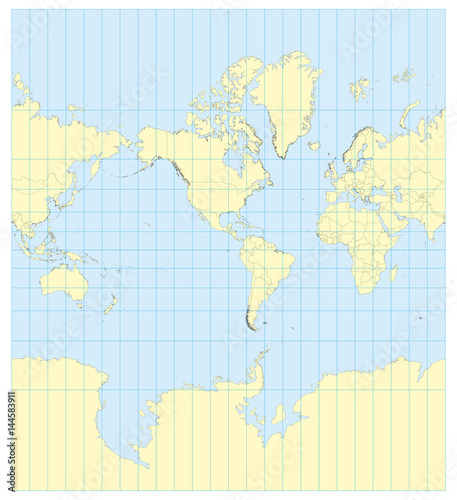 Map of the world Mercator America