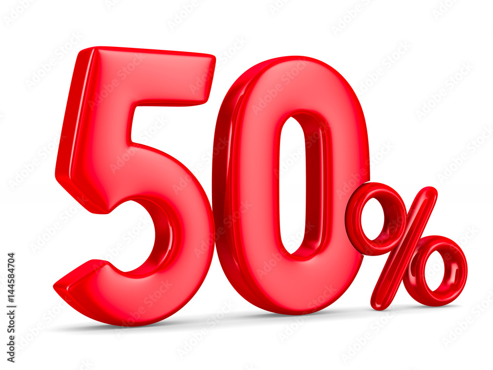 Fifty percent on white background. Isolated 3D illustration Fifty percent on white background. Isolated 3D illustration