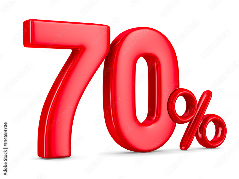 Seventy percent on white background. Isolated 3D illustration Seventy percent on white background. Isolated 3D illustration