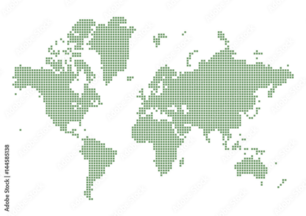 Obraz premium Green dotted world map