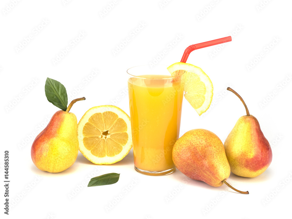 fruit and fresh juice isolated on white background. fruit and fresh juice isolated on white background.
